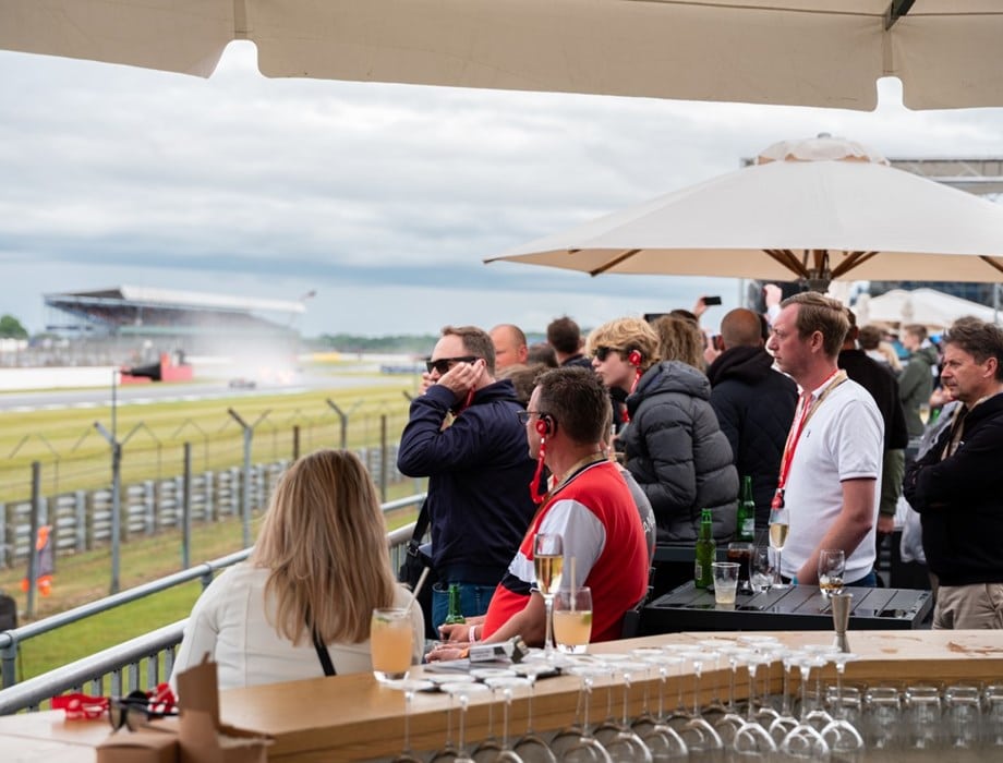 Hospitality terrace overlooking the Silverstone circuit