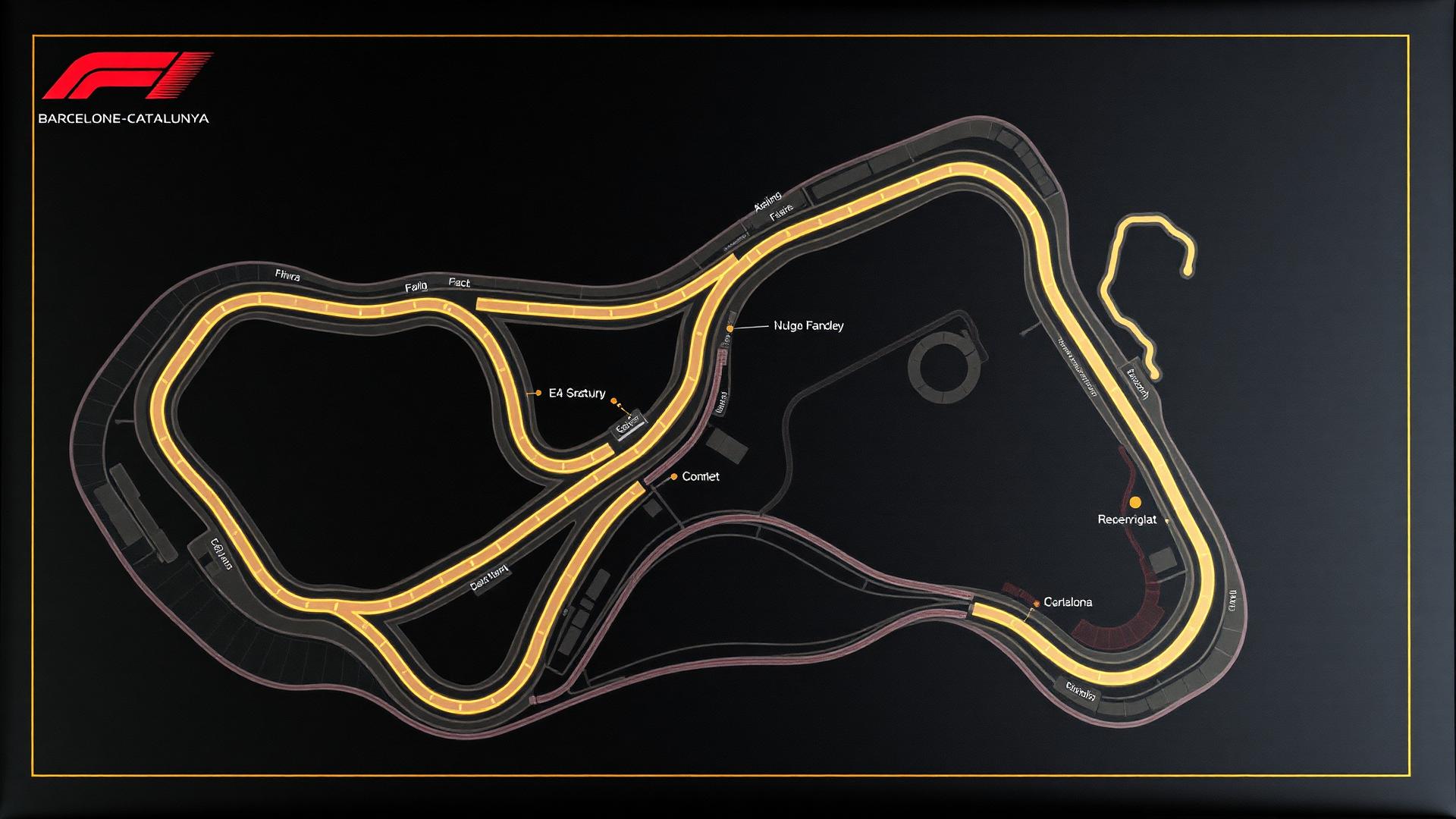 Map of the Circuit de Barcelona-Catalunya showing the 14-corner permanent circuit layout