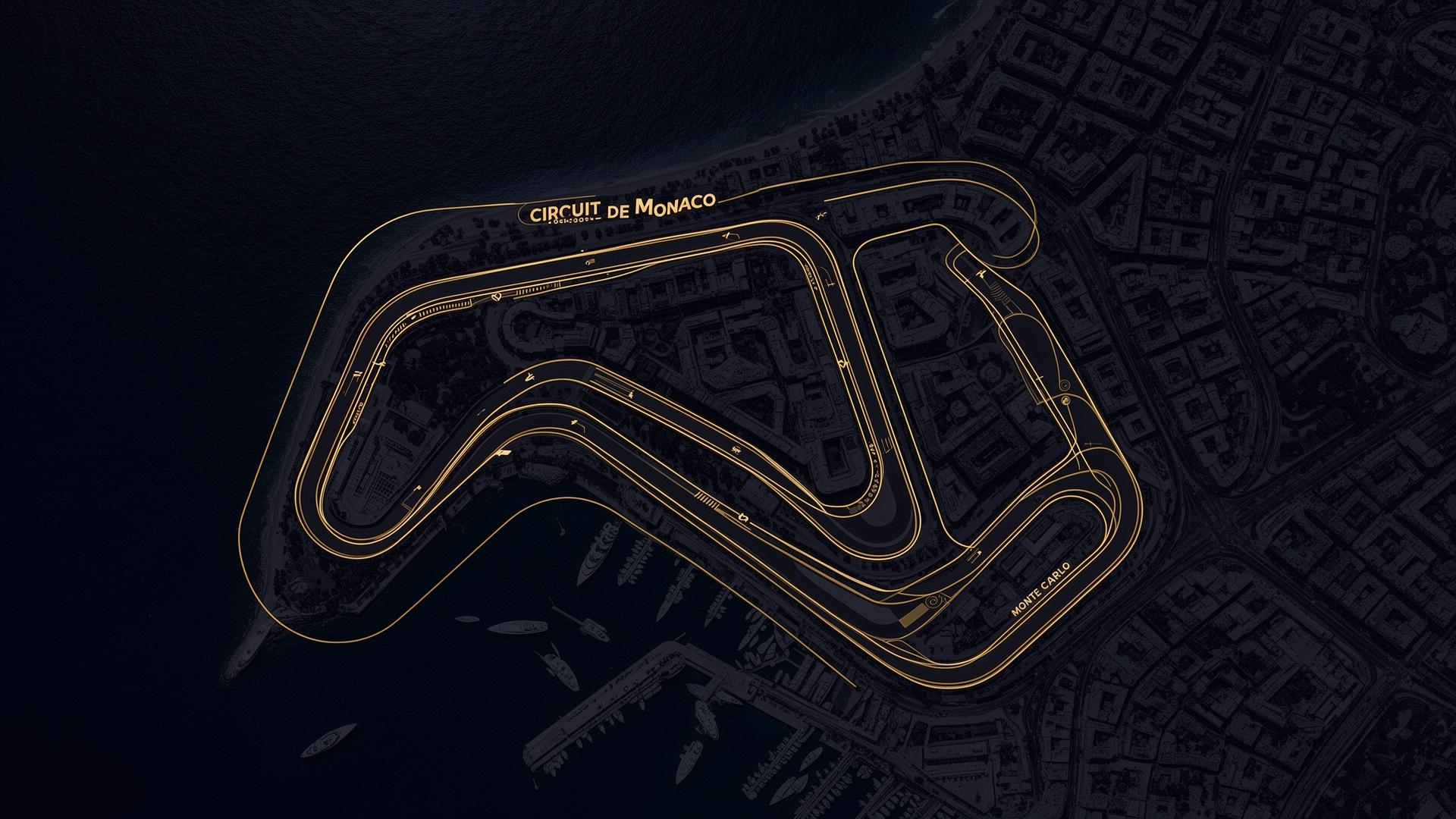 Map of the Circuit de Monaco showing the 19-corner street layout through Monte Carlo