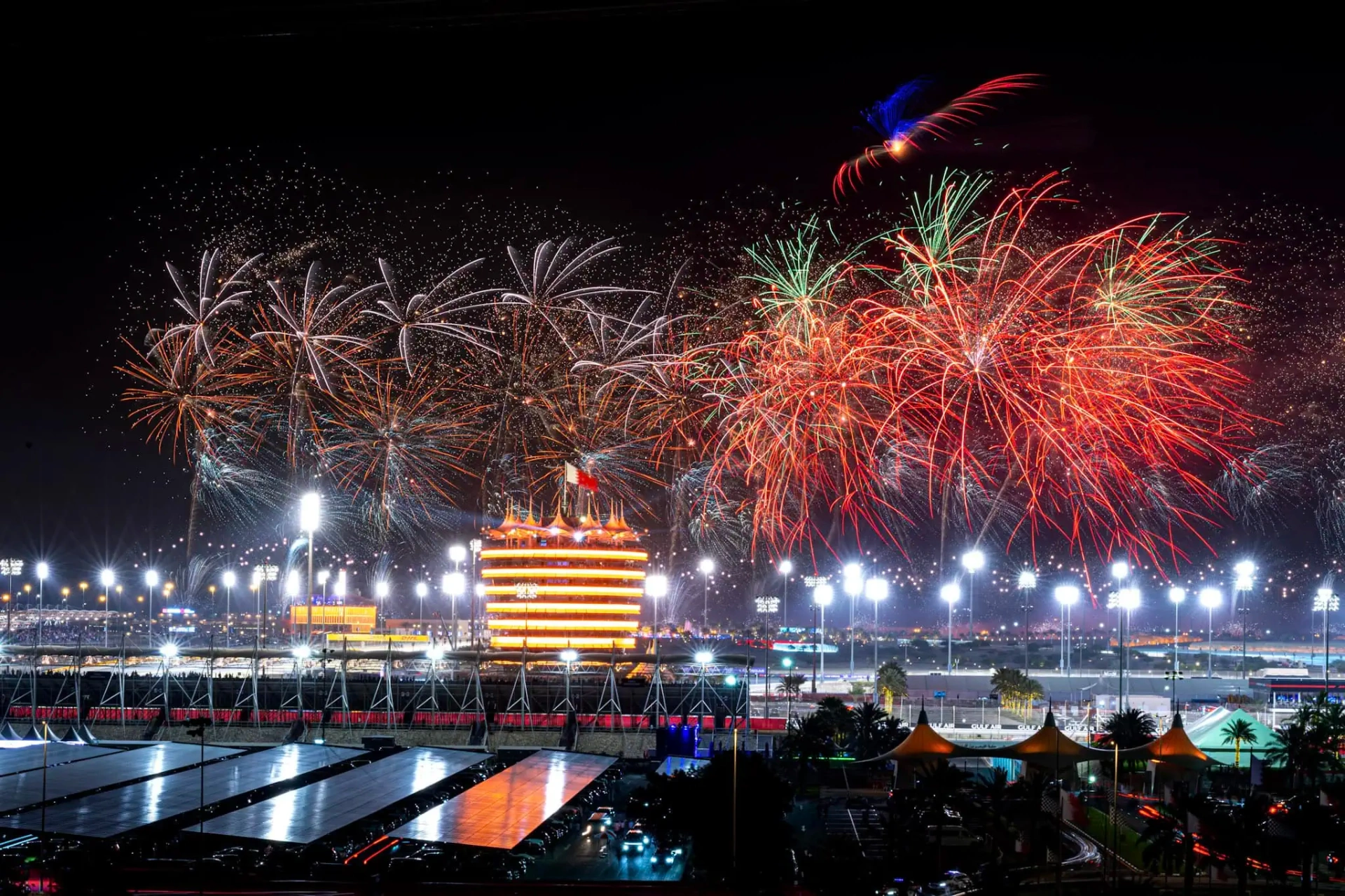 Fireworks above the Bahrain International Circuit
