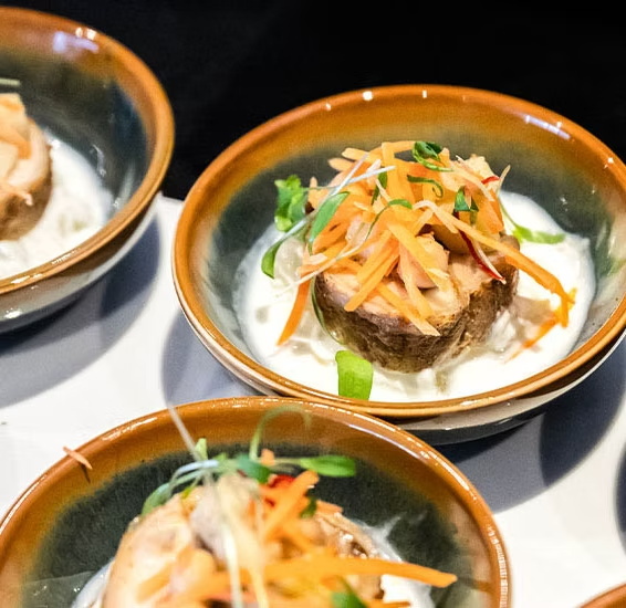Gourmet plated dish at the Paddock Club